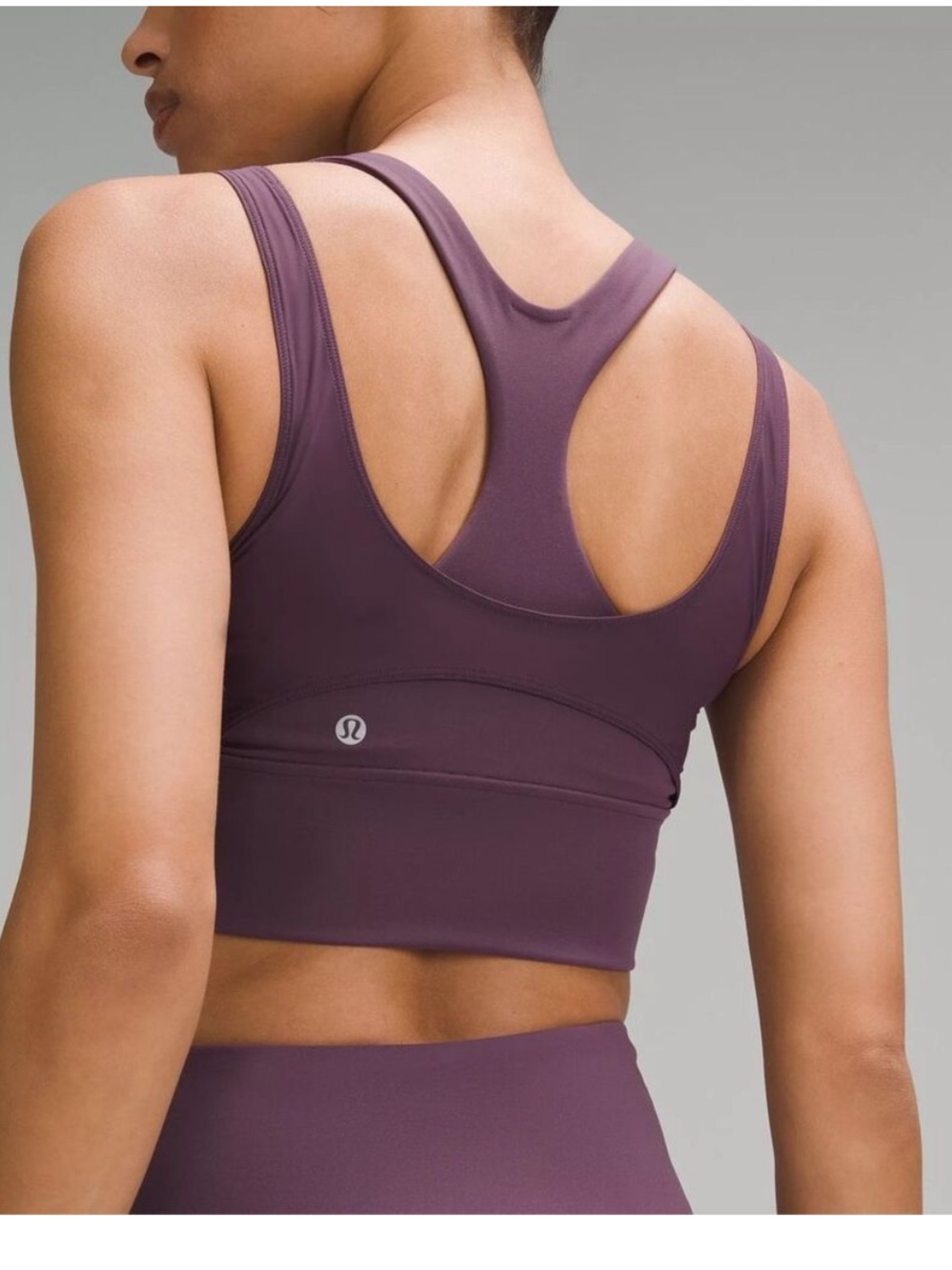 LULULEMON Tank Top 8 Wunder Train Mesh Racerback Cropped Shelf Bra Purple